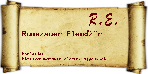 Rumszauer Elemér névjegykártya